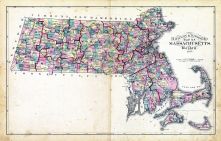 State Map Massachusetts, Railway Map of Massachusetts, Norfolk County 1876